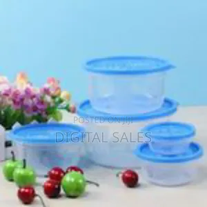 5 Pc Round Airtight Food Storage Containers Tins With Lids