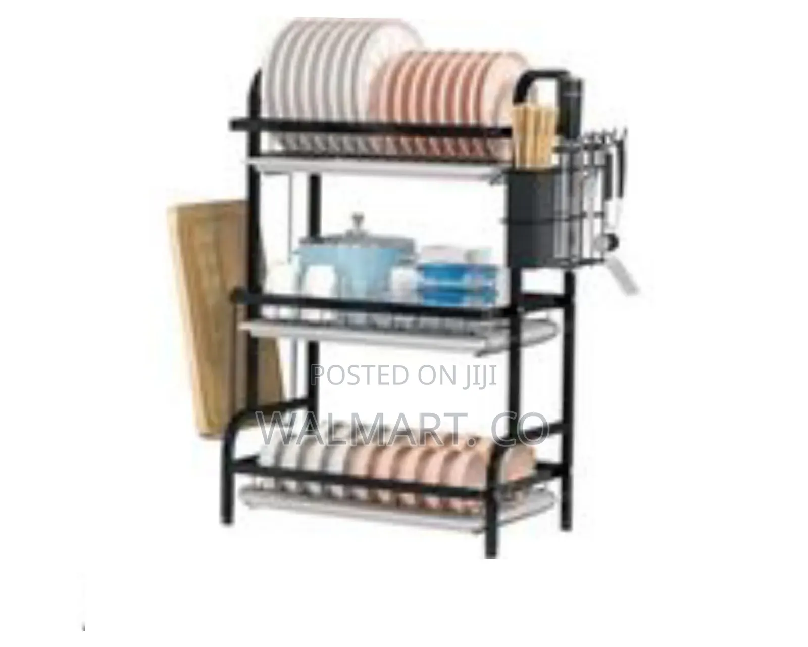 3 Tier Aluminum Plate Dish Drying Rack-Black,Gold