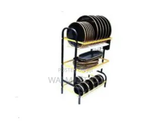 3 Tier Aluminum Plate Dish Drying Rack-Black,Gold