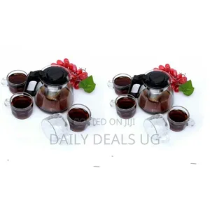 5 PCS Heat Resistant Glass Coffee Tea Set Kettle 1 Teapot 4 Cups