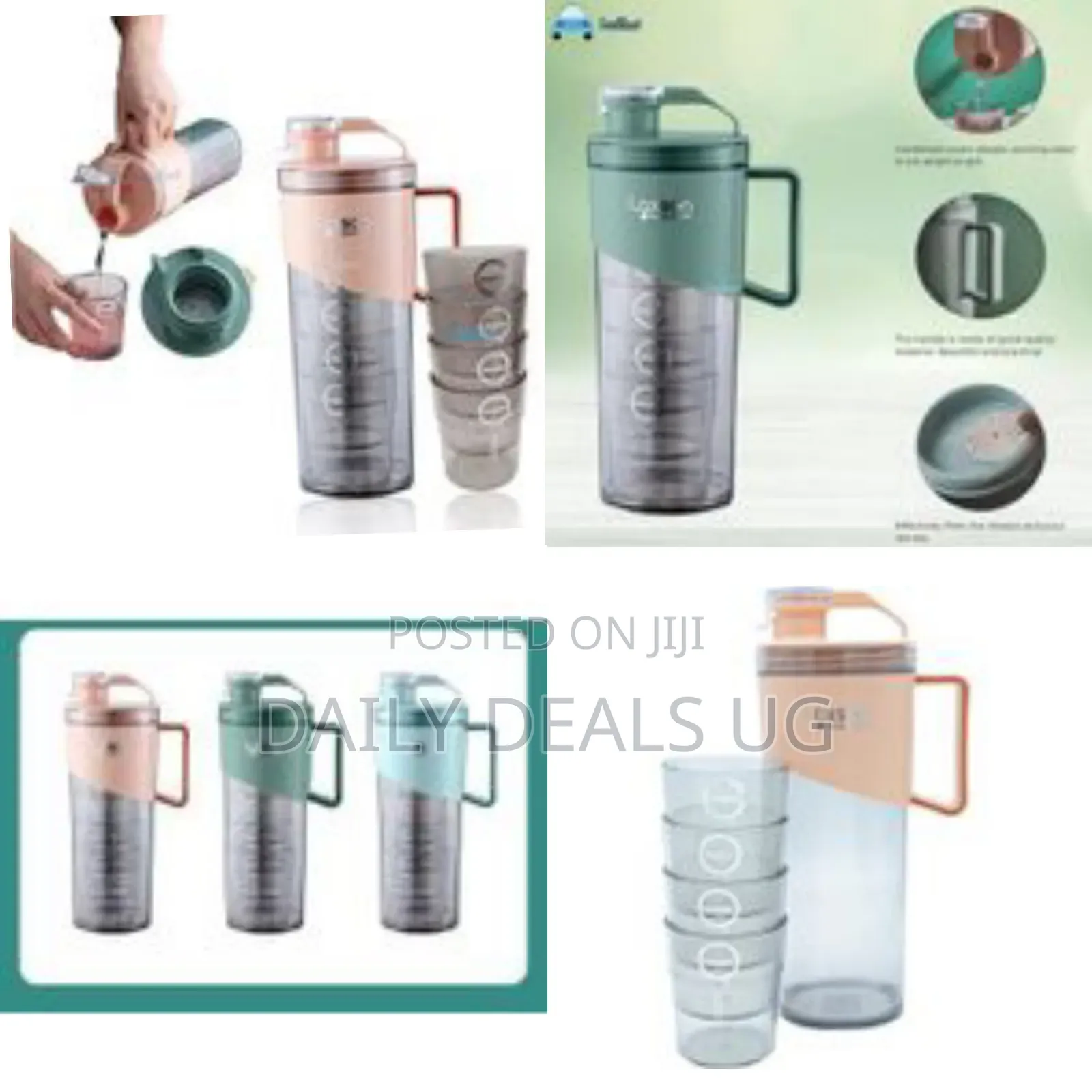 Jug With Glass Set Pitcher Water Jug Set 1.6 L With 4 Cups 280 Ml