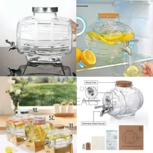 8l Mason Jar Glass Barrel Keg With Lid Glass Beverage Dispenser