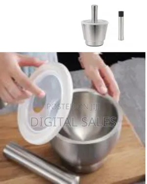 10cm Hamandista Brushed Stainless Steel Mortar and Pestle Spice