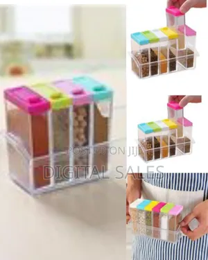 6 PCS Transparent Spice Jars Dispenser Masala Rack Easy Flow