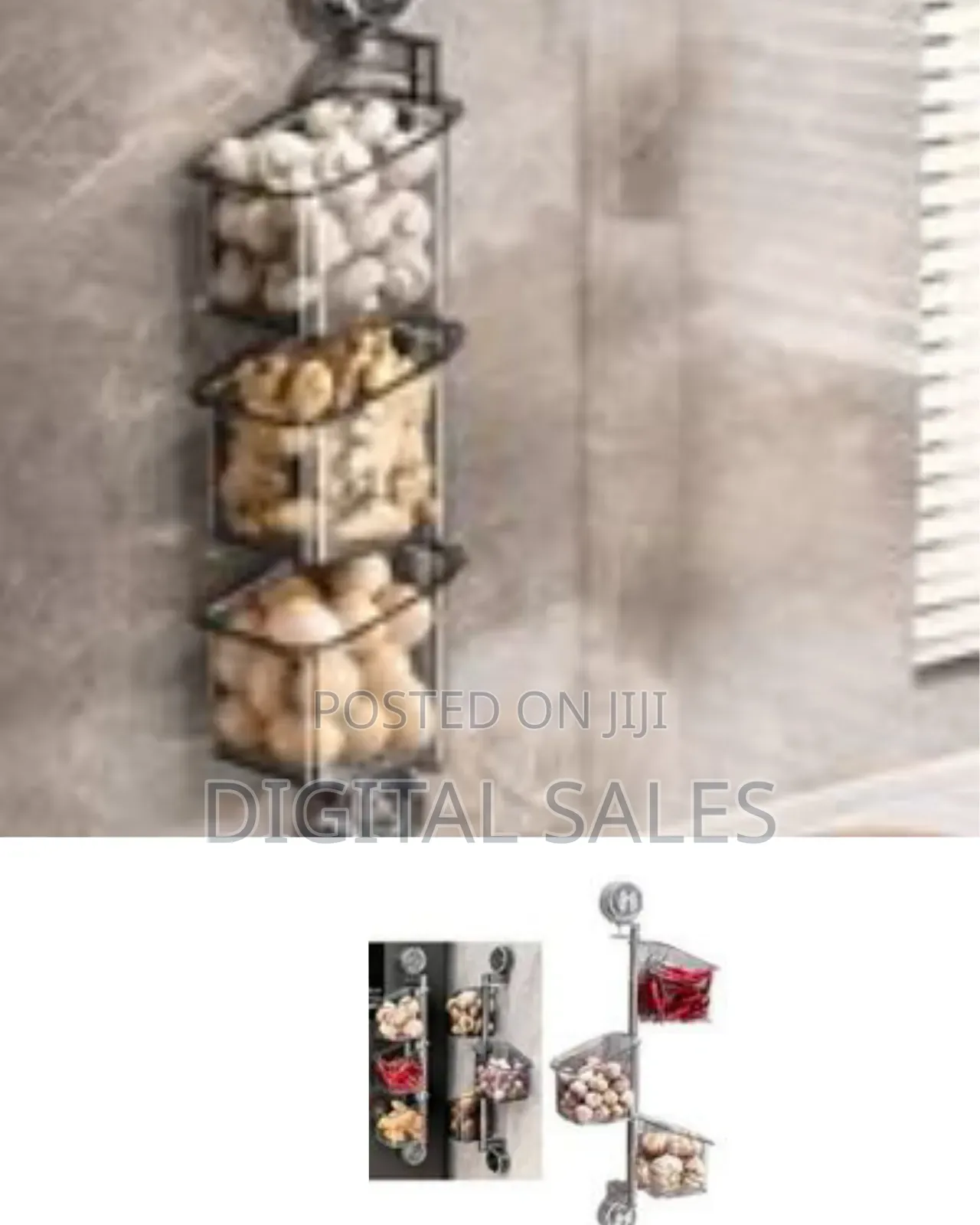 Suction Cup Rotating Organiser Shelf 3 Tier Kitchen Storage Basket