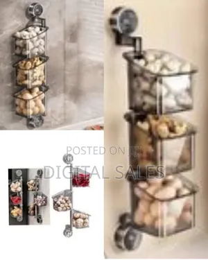 Suction Cup Rotating Organiser Shelf 3 Tier Kitchen Storage Basket