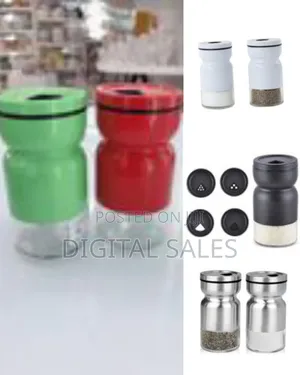 2 Piece Glass Salt and Pepper Shakers Mill With Stainless Steel Sleeve