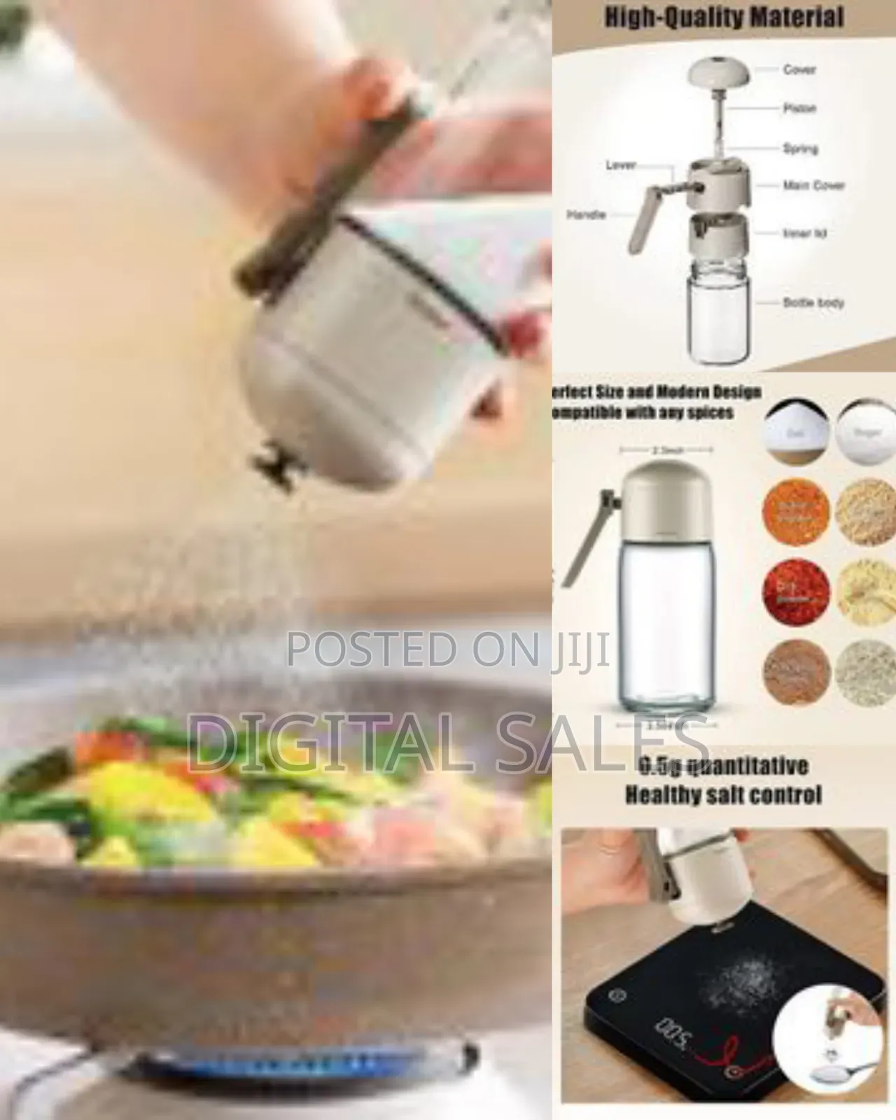 Glass Salt Pepper Shaker Dispenser Seasoning Bottle Measuring Salt
