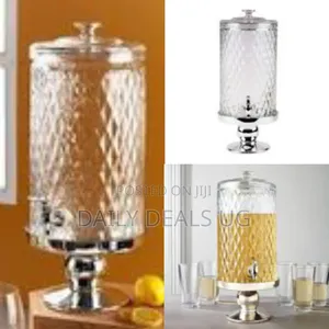 8 Litre Monaco Glass Pedestal Diamond Drinks Beverage Juice Dispenser