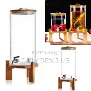 10l Glass Drinks Dispenser Jar With Tap, Spigot, Lid and Wooden