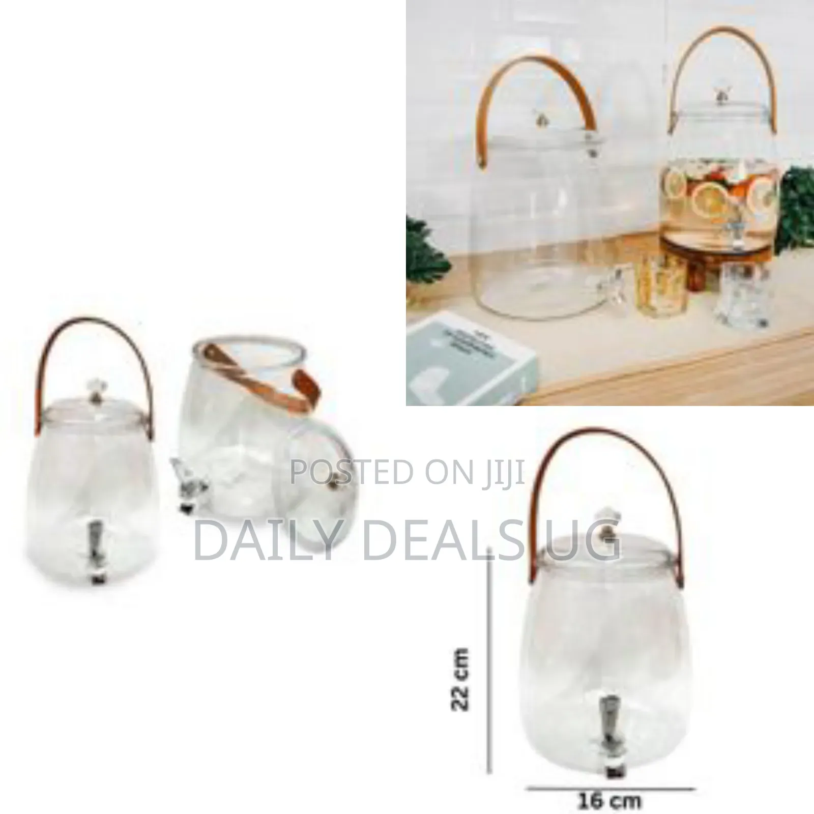 1 Piece of 3l Drinks Beverage Dispenser With Tap and Leather Handle