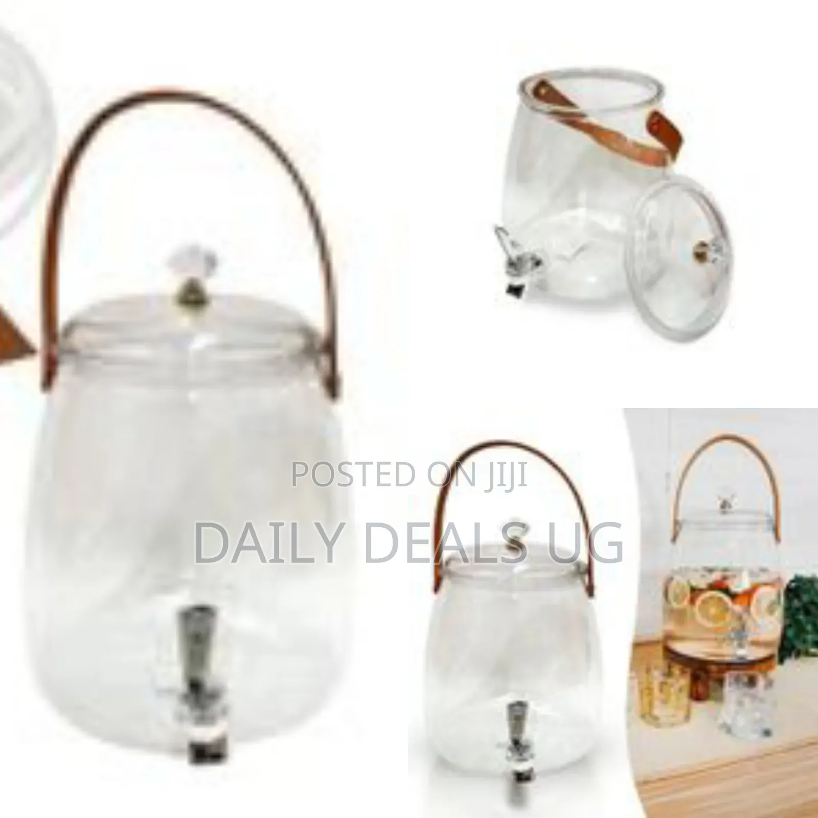 1 Piece of 3l Drinks Beverage Dispenser With Tap and Leather Handle