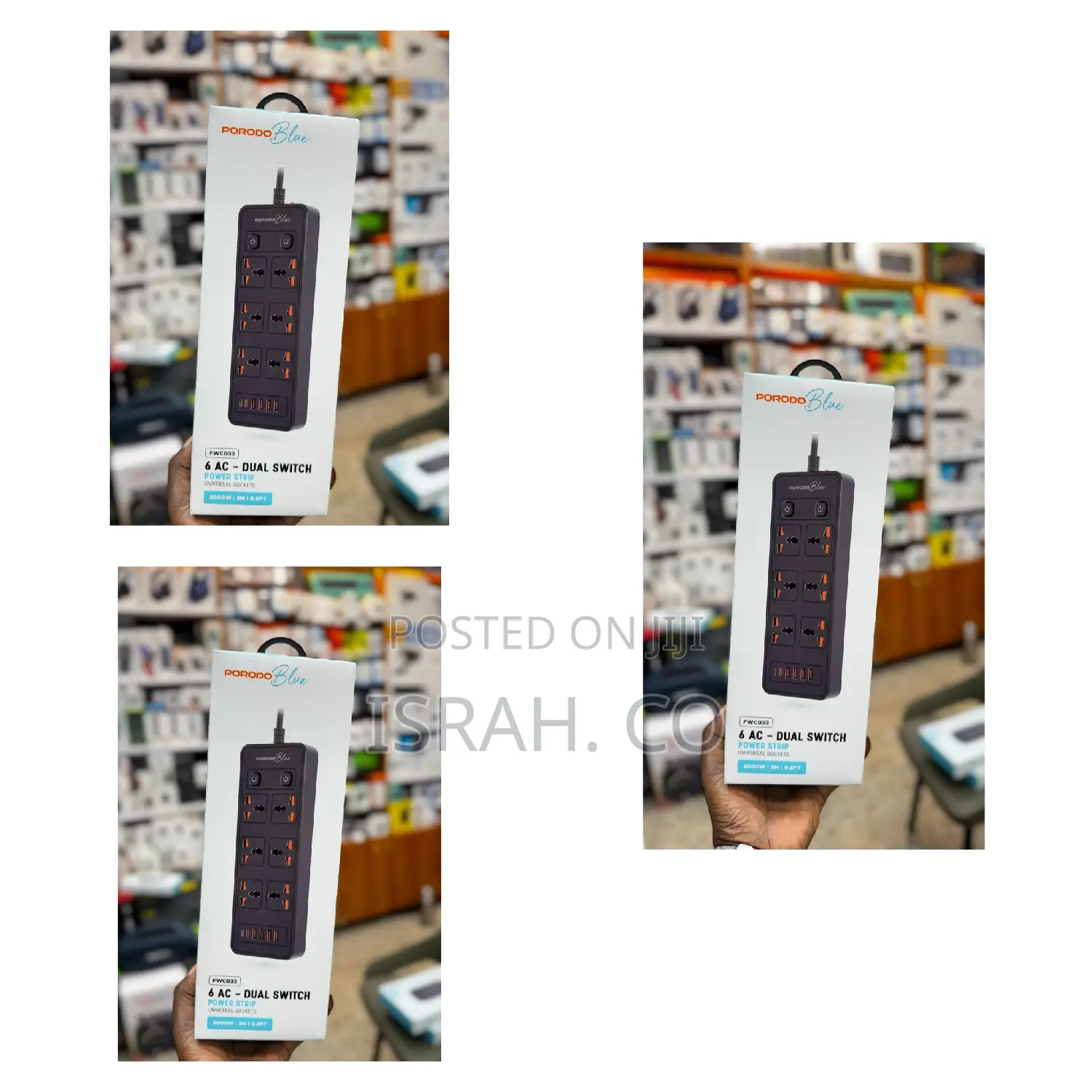 Porodo 6ac-Dual Switch Universal Power Strip