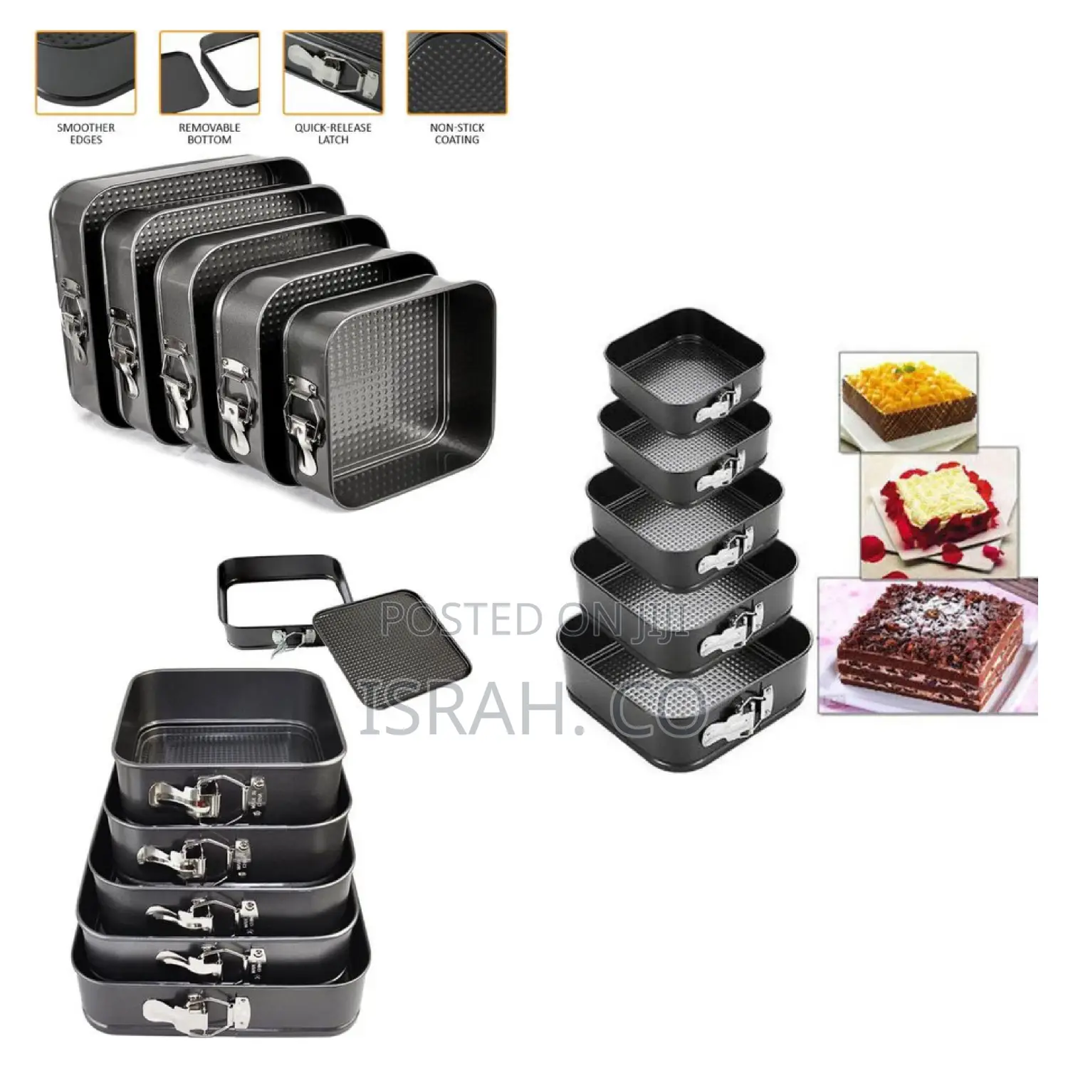 5pc Non Stick Spring Form Cake Mould Pan Baking Bake