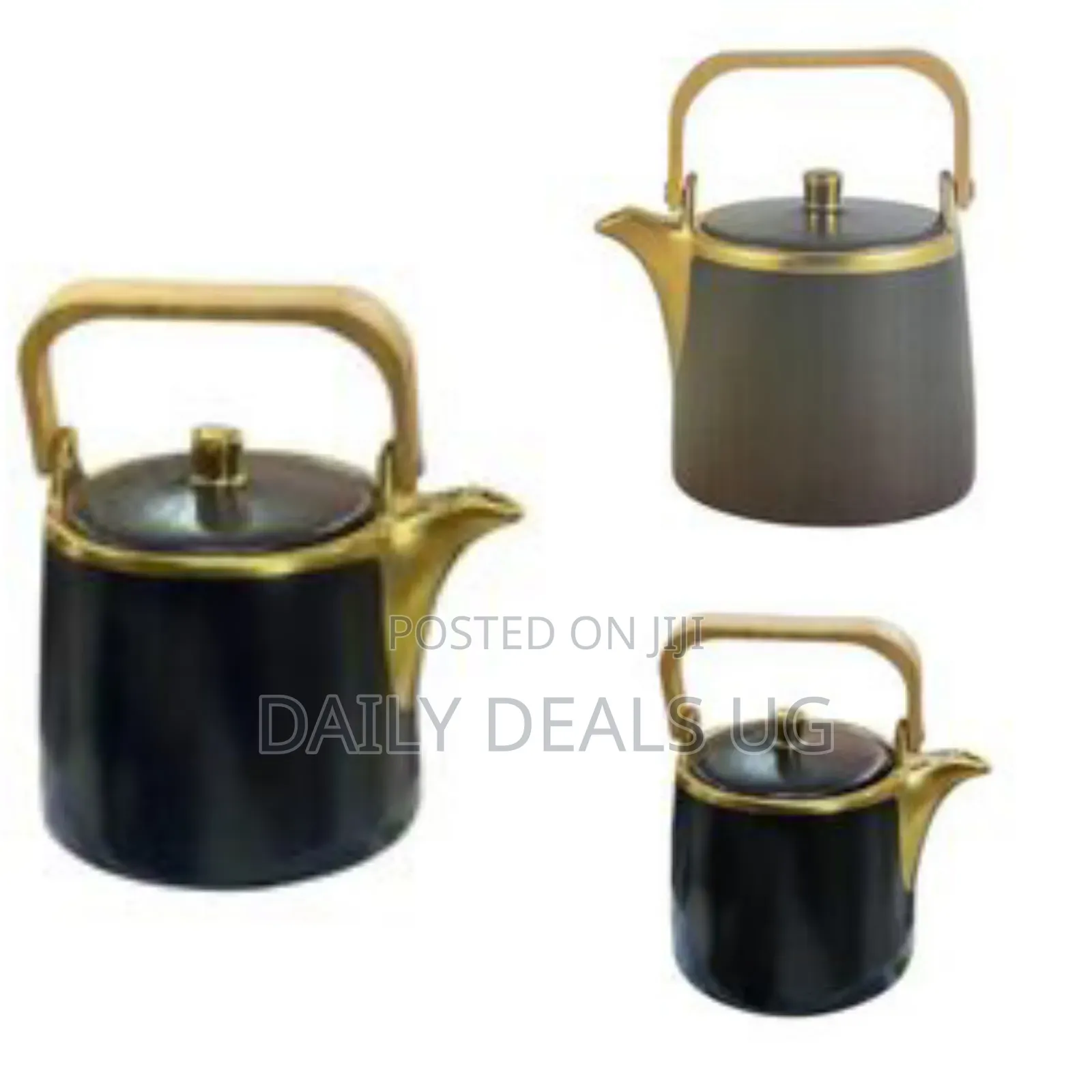 1 Litre Round Ceramic Non-Stick Stovetop Teapot Kettle With Wooden