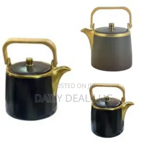 1 Litre Round Ceramic Non-Stick Stovetop Teapot Kettle With Wooden