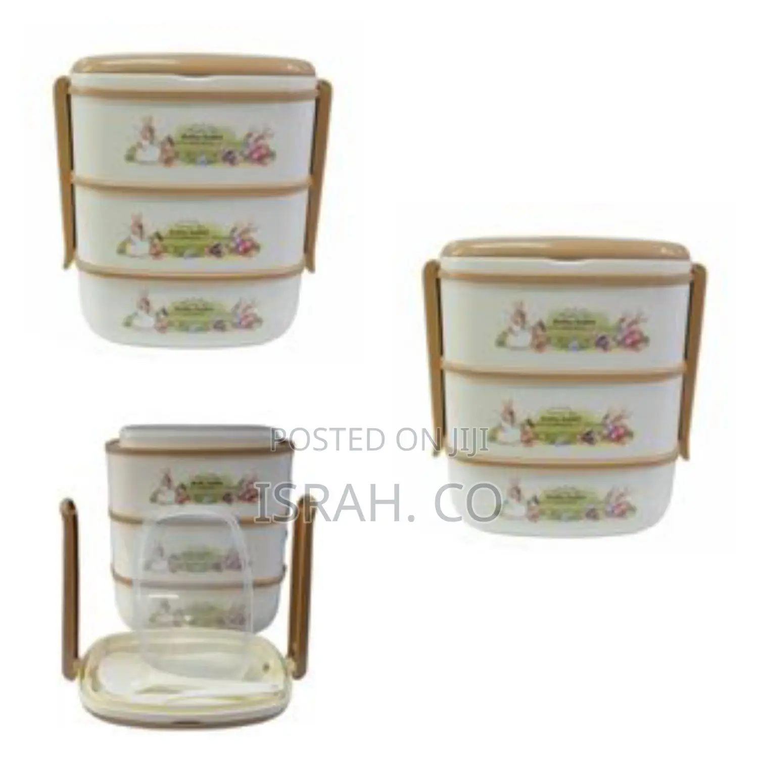 3 Layer Rabbit Lunch Box Container Tiffin