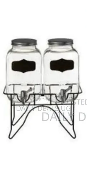 Glass Beverage Drink Twin 2 Dispensers With Stand Spigot Retro