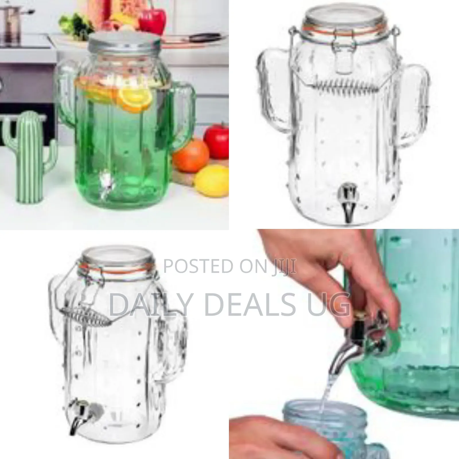 8l Glass Cactus Ice Cold Beverage Drink Dispenser Glass With Airtight