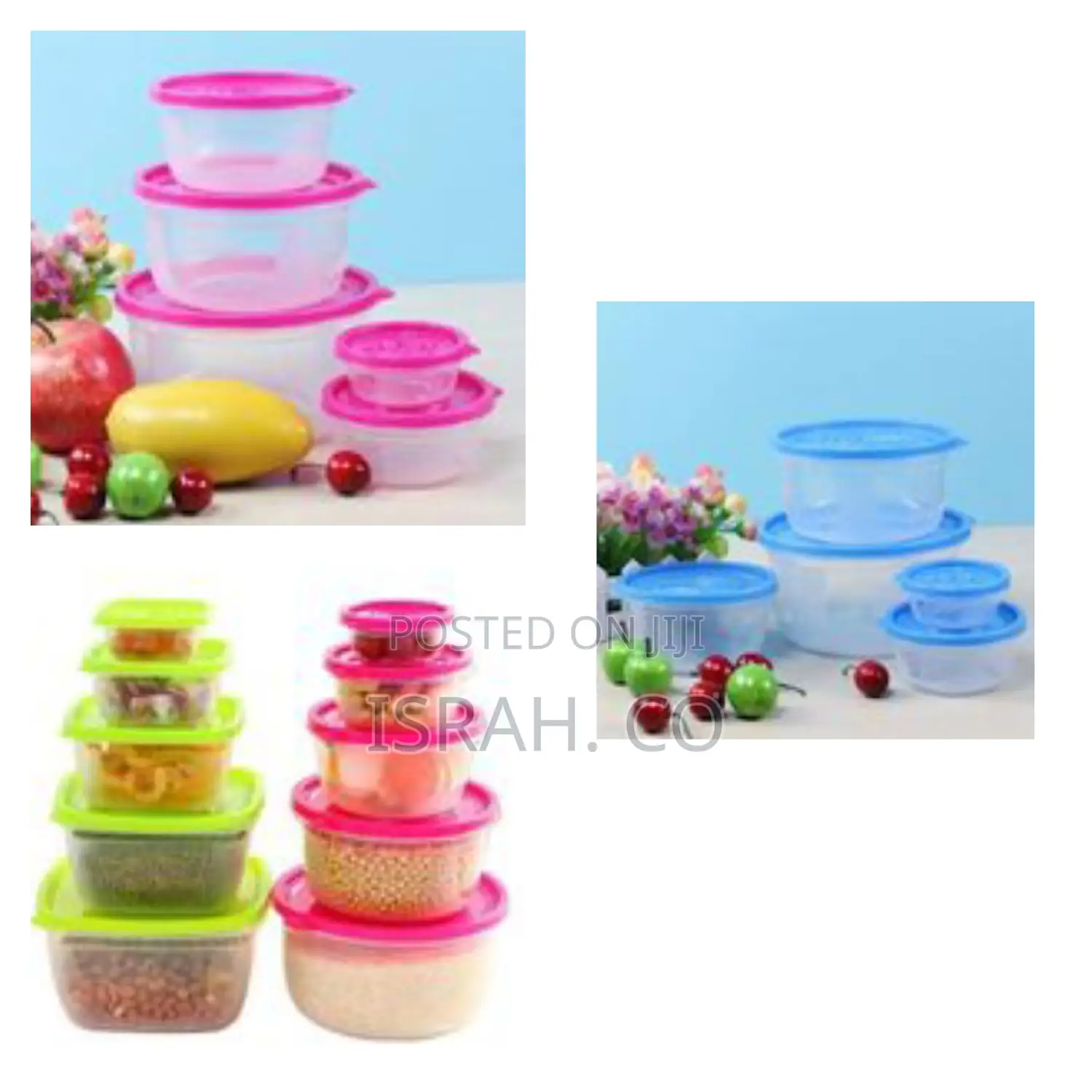 5 Pc Round Airtight Food Storage Containers Tins With Lids