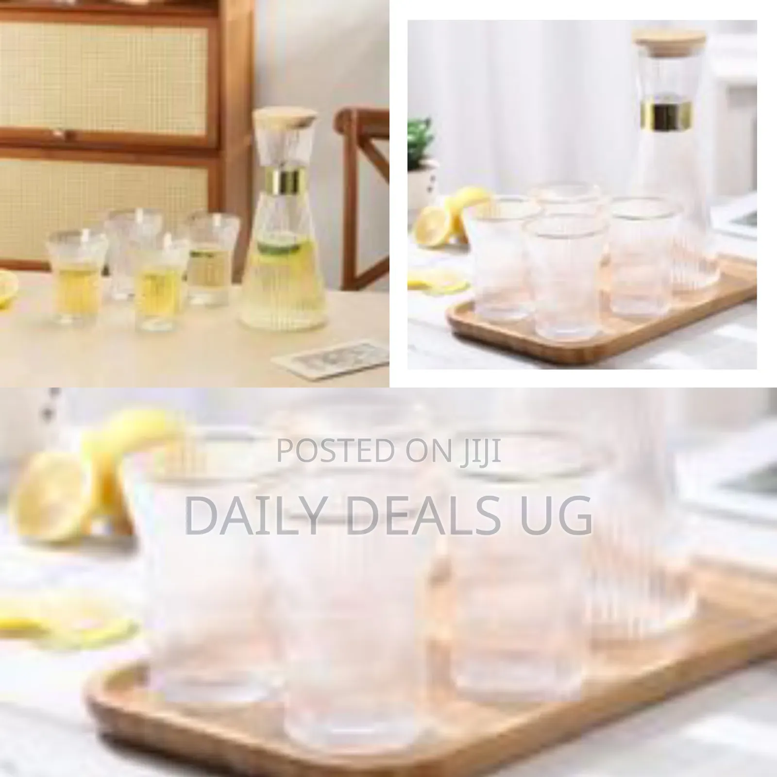 5 Piece Leakproof Ribbed Glass Pitcher Set, Elegant Jug Put on Fire