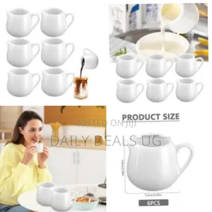 Ceramic Milk Jug Small 6 Pcs, 110ml Gravy Jug With Handle, Milk Pitche