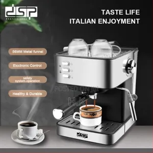 DSP 1.6 Litre Electric Espresso Coffee Maker Machine- Silver