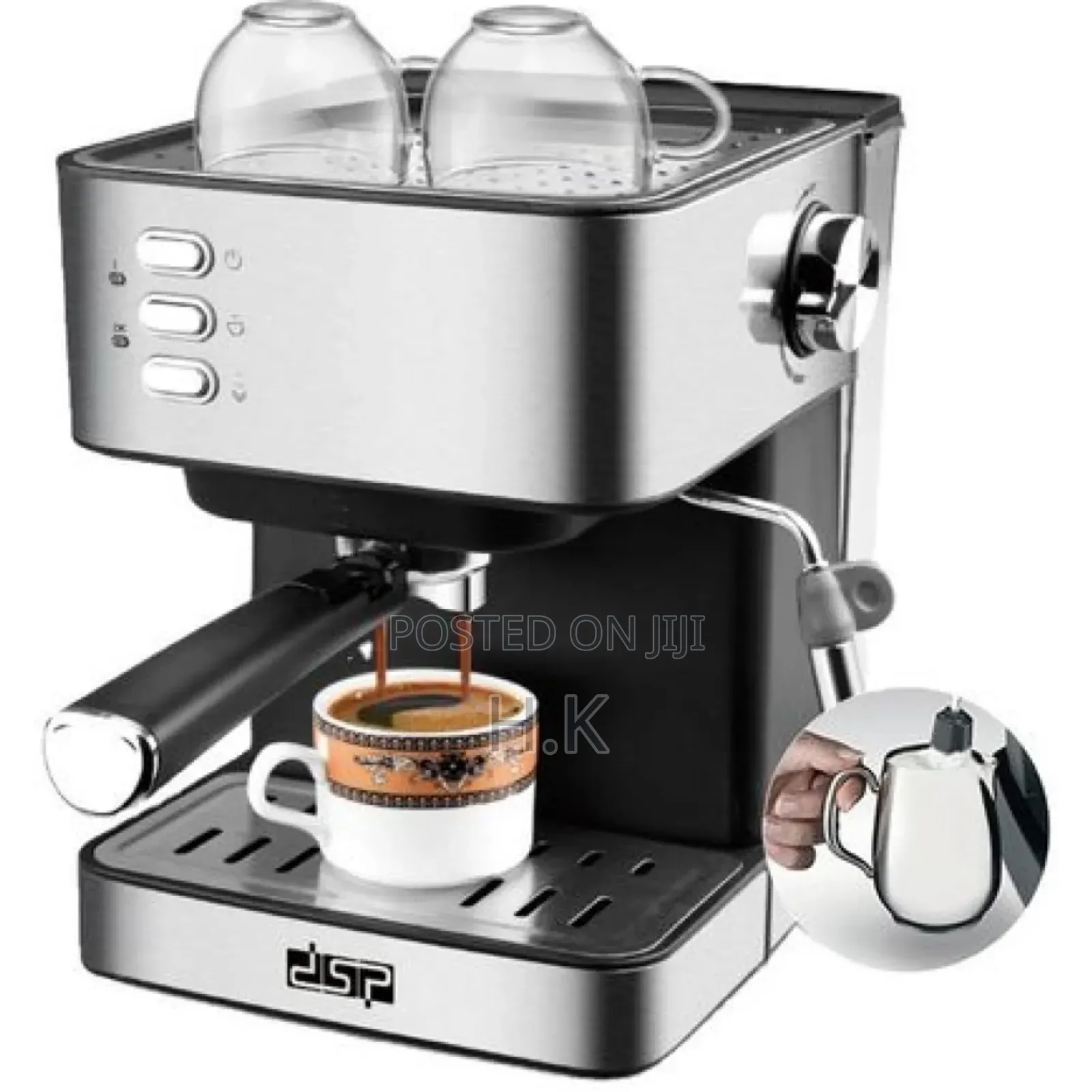 DSP 1.6 Litre Electric Espresso Coffee Maker Machine- Silver