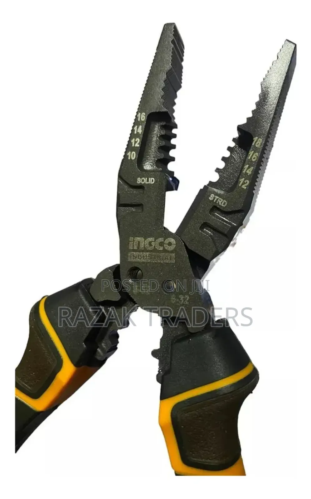 Ingco 8-Inch 8-Function Electrician's Pliers, Light Orange