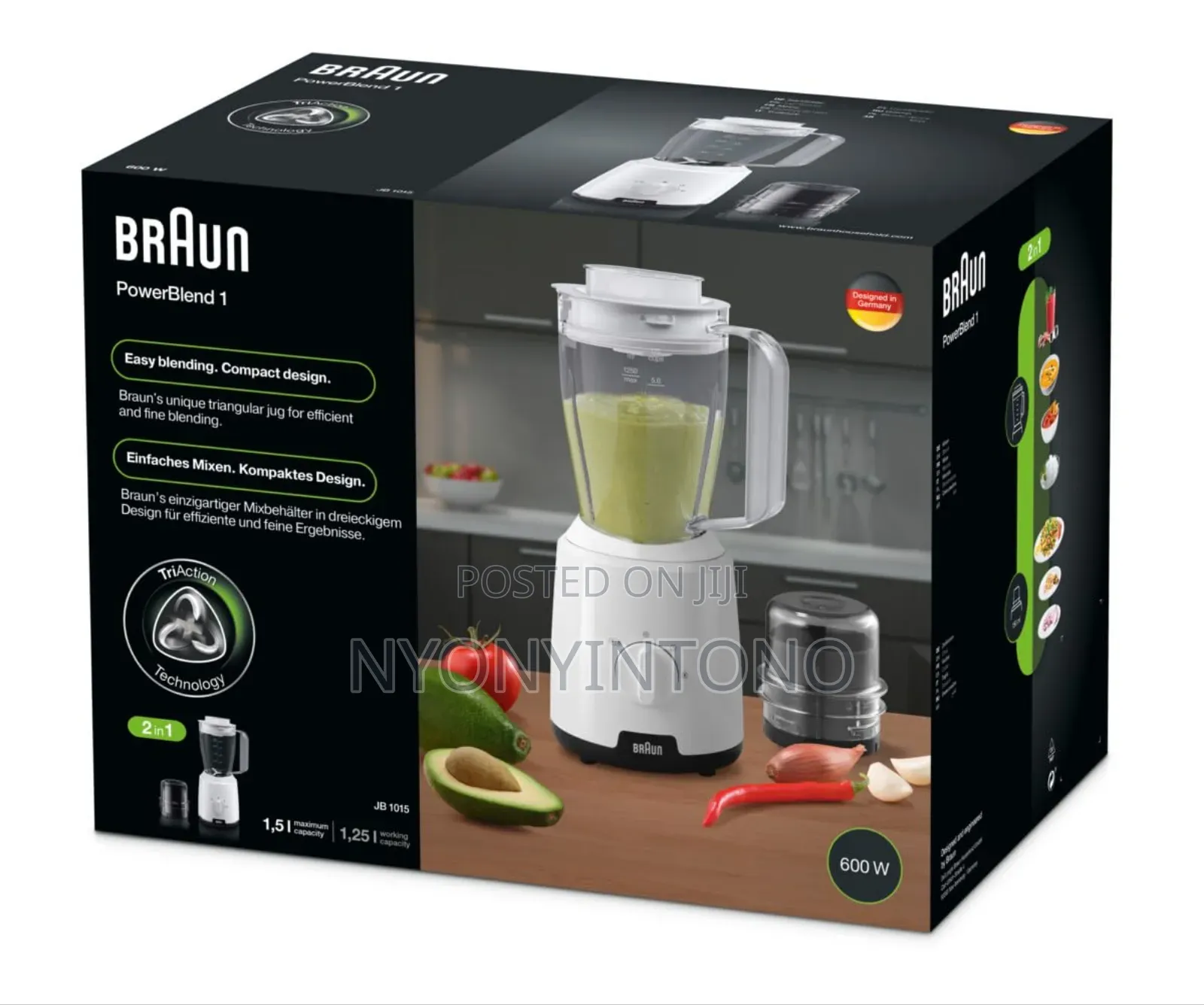 Braun 600w 2 in 1 Blender With Grinder Jb1015wh