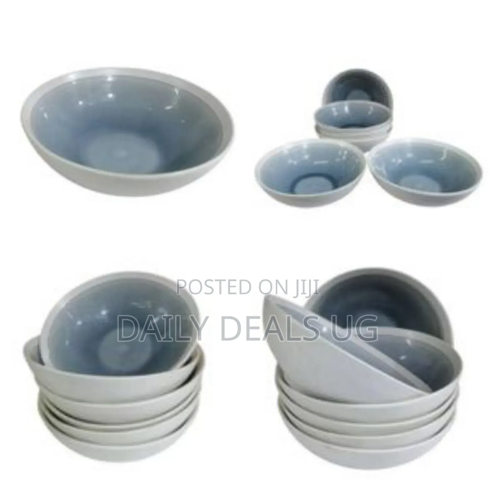 6 Piece Stoneware Large Soup Plates Grain Salad Bowls Kitchen Set