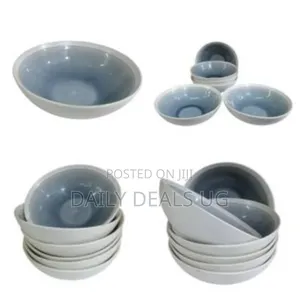 6 Piece Stoneware Large Soup Plates Grain Salad Bowls Kitchen Set