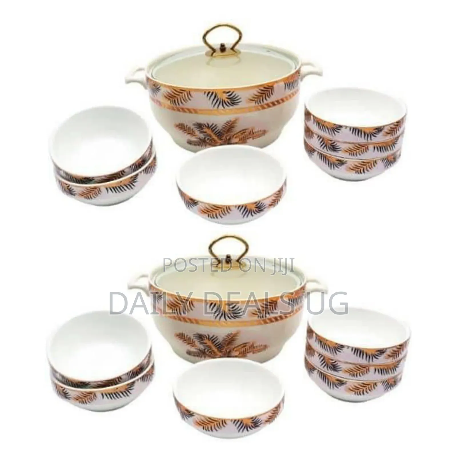 7 Piece Ceramic Palm Design Fruit,Salad Soup Rice Dessert Bowls
