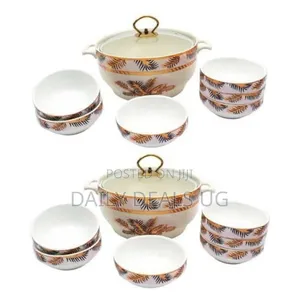 7 Piece Ceramic Palm Design Fruit,Salad Soup Rice Dessert Bowls