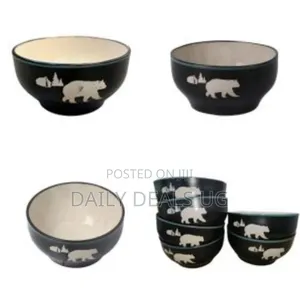 6 Piece Moose in the Woods Pines Stoneware Food Ceramic Cereal Soup