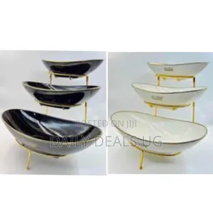 3 Tier Fruit Basket Ceramic Fruit Bowl Vegetable Storage With Metal