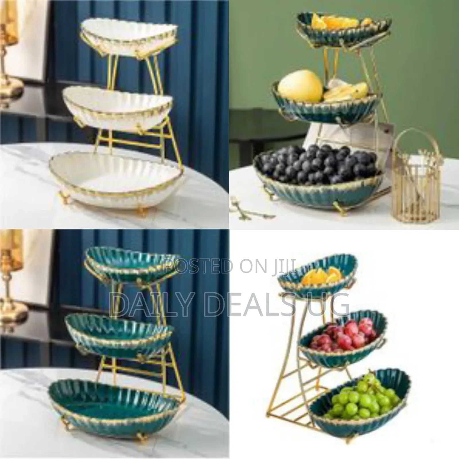 Three Tiered Ceramic Multi-Layer Fruit Tray Snack Dessert Plate