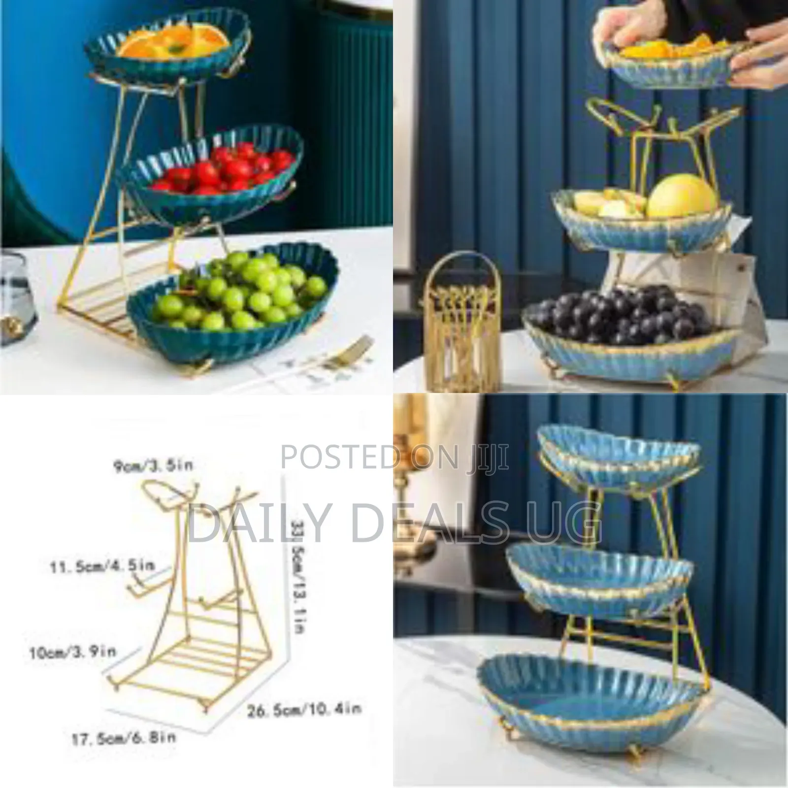 Three Tiered Ceramic Multi-Layer Fruit Tray Snack Dessert Plate