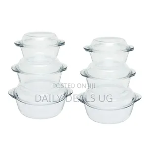3 Piece Glass Casserole Serving Dishes 1l, 1.5l 2.5l-Colorless