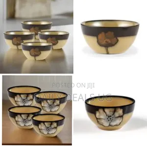 6 Piece Painted Poppies Stoneware Grain Salad Bowls Kitchen Set