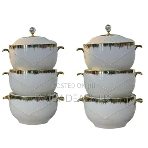 3 Piece Gold Design Soup Food Serving Dishes Bowls Casserole Pots