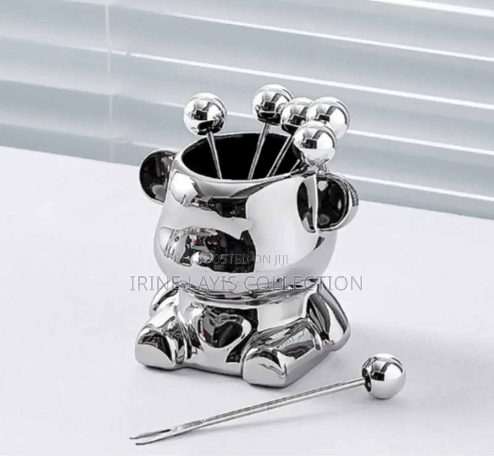 Set of Stainless Fruit/Desert Forks With Holders
