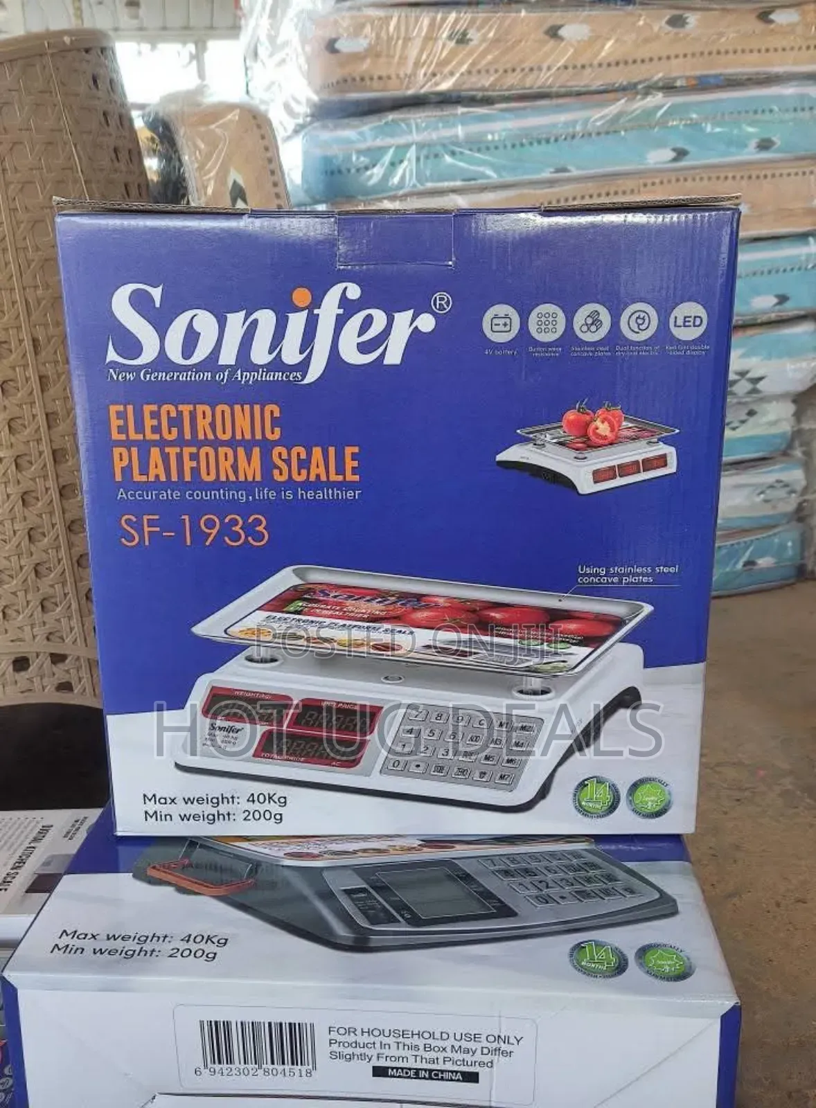 Sonifer Digital Kitchen Weighing Scale Max 40kgs With A Flat Tray
