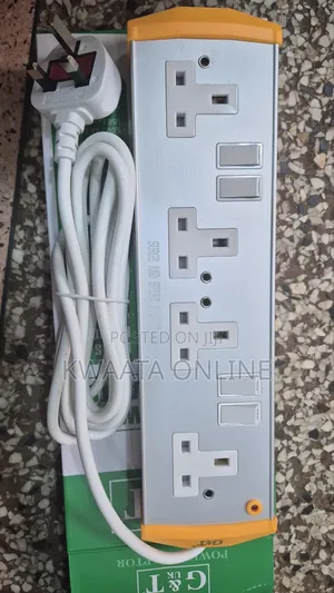 G T Metallic Extension Cable- 2500w Heavy Duty - 4 Sockets