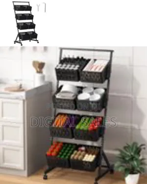 4-Tier Kitchen Fruit Vegetable Snack Cart With Wheels ,Stackable