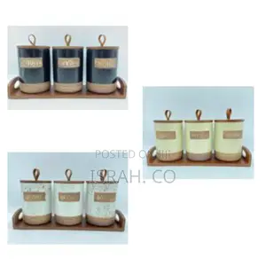 Stylish Ceramic Canister Set for Sugar Tea Coffee 3pcs