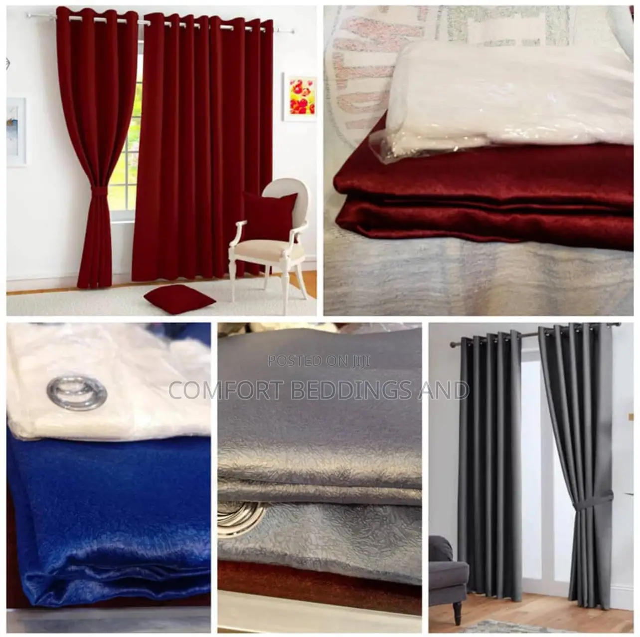 Plain Colour Curtains With Net