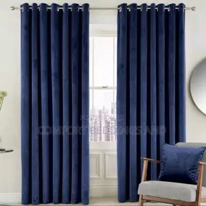 Velvet Curtains Plain Blue