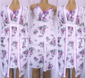 Nightgowns With Floral Print and Lace Trim.
