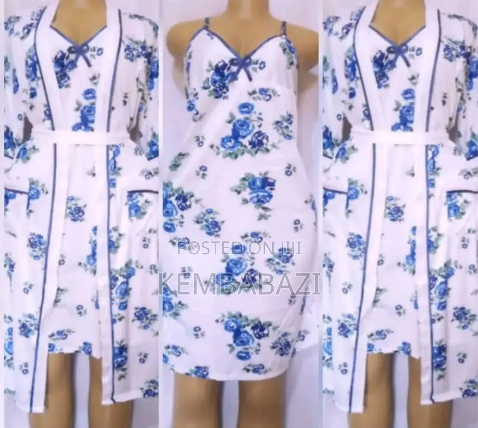Nightgowns With Floral Print and Lace Trim.